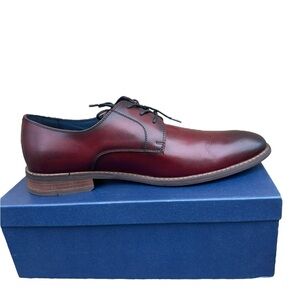 Italo Plain Toe Oxford Leather Burgundy Shoes with Polished Finish